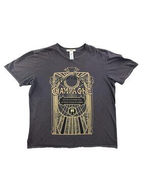 Project Social T Shirt Mens Large Brown Champagne Art Deco Graphic Tee Made USA